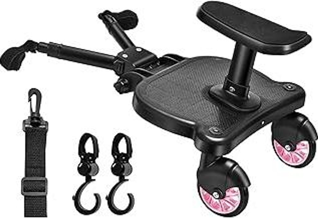 Buggy Board für alle Kinderwagen, Vihir Kiddy Board mit Sitz, Trittbrett Mitfahrbrett Universal passend für 2-6 Jahre alte Kinder, mit einer maxi...