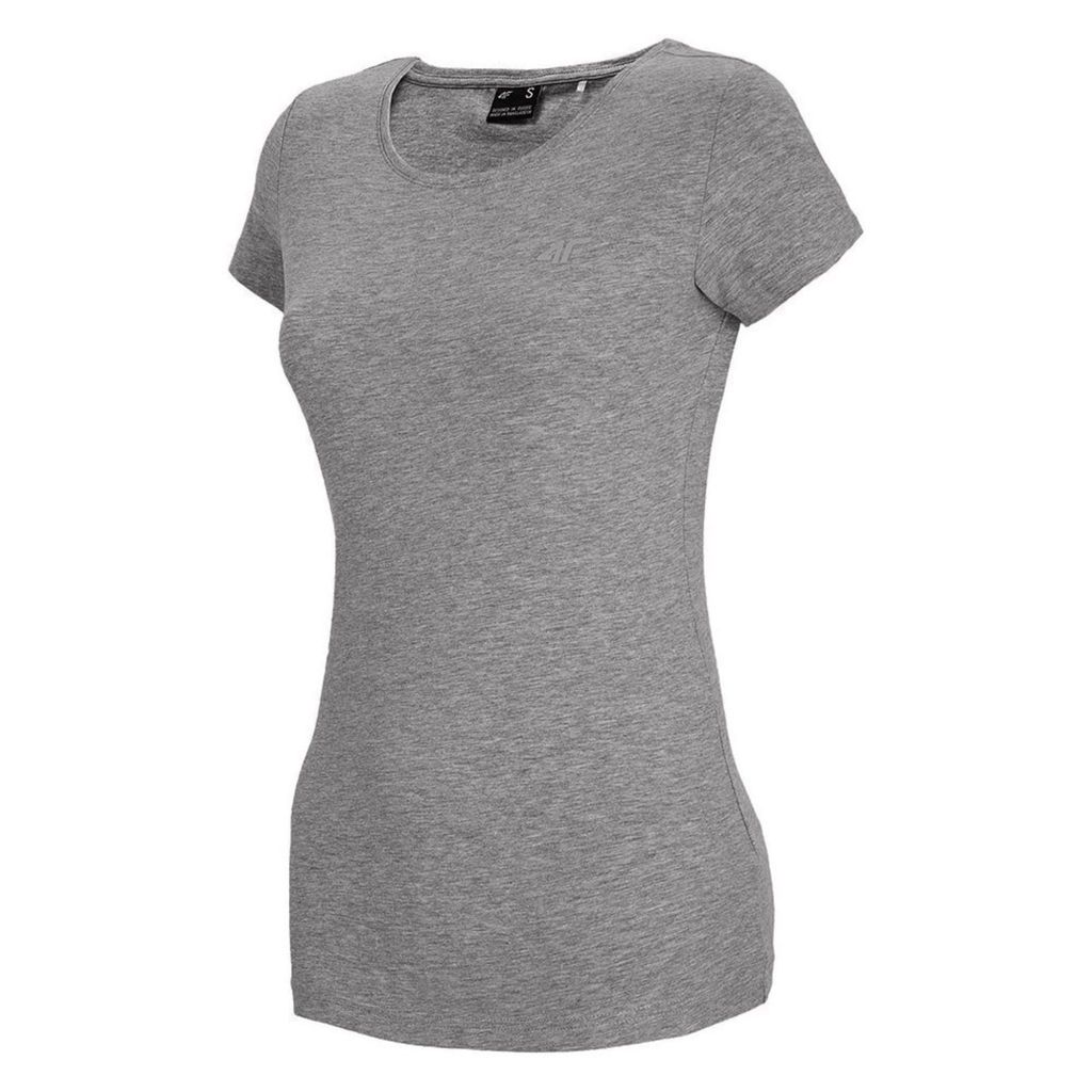 4F Graues schmales T-Shirt mit glattem Stoff Ideal für Frauen XS