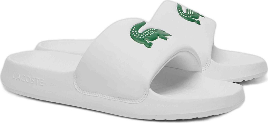 Lacoste Badelatschen Serve Slide 1.0 Herren Weiß Grün