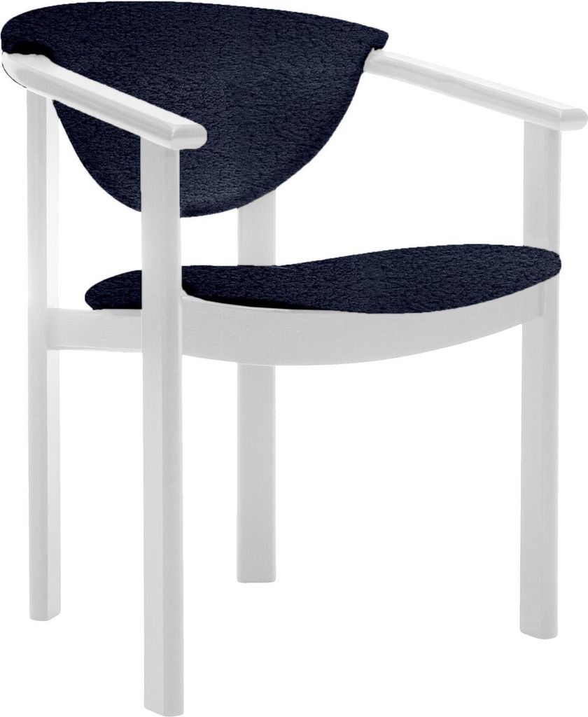 Polsterstuhl mit Armlehnen Kate F1 moderne gepolsterte Stuhl stilvoll Sessel für Esszimmer in Boucle, Farbe: dunkelblau - catch me 18, Beinefarbe:...