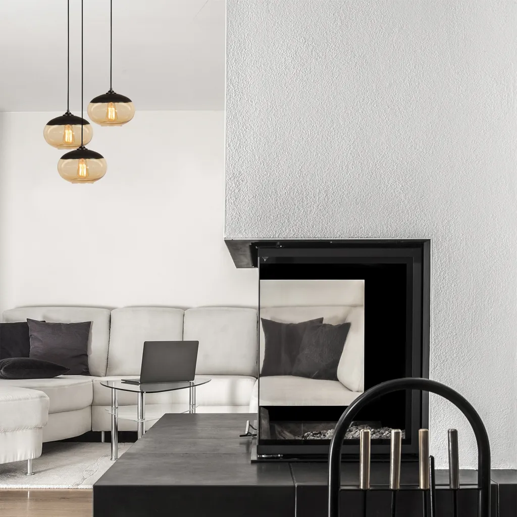 Lustre en Métal Robuste Finition Miel Camini OPV Noir Style Industriel