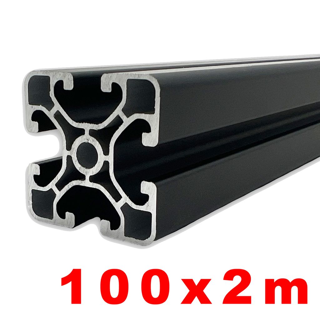 Alu Nutenprofil 40x40 mm Nut 8 Länge 100 x 2 m schwarz eloxiert E6/C35 - ultraleicht 2 m Pakete Alu Nut Profil Nutprofil - 200 m