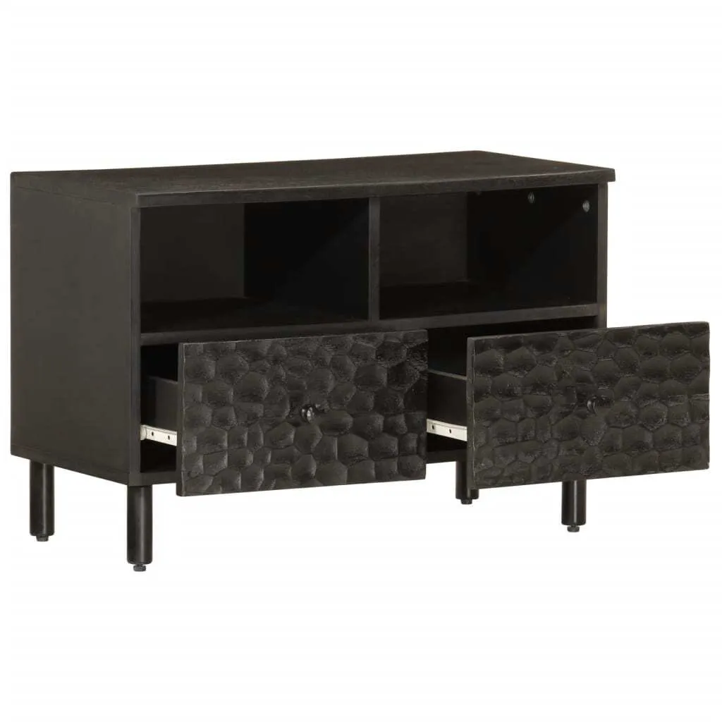 Porta TV Legno Massiccio Nero 70x33x46 cm - vidaXL Mobile Solido