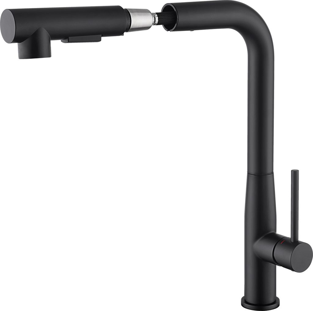 Auralum Hochdruck Wasserhahn Küche, ausziehbar Schwarz Spültischarmatur, 360° Schwenkbar Einhebel Küchenarmatur, Mischbatterie Küche aus Edels...