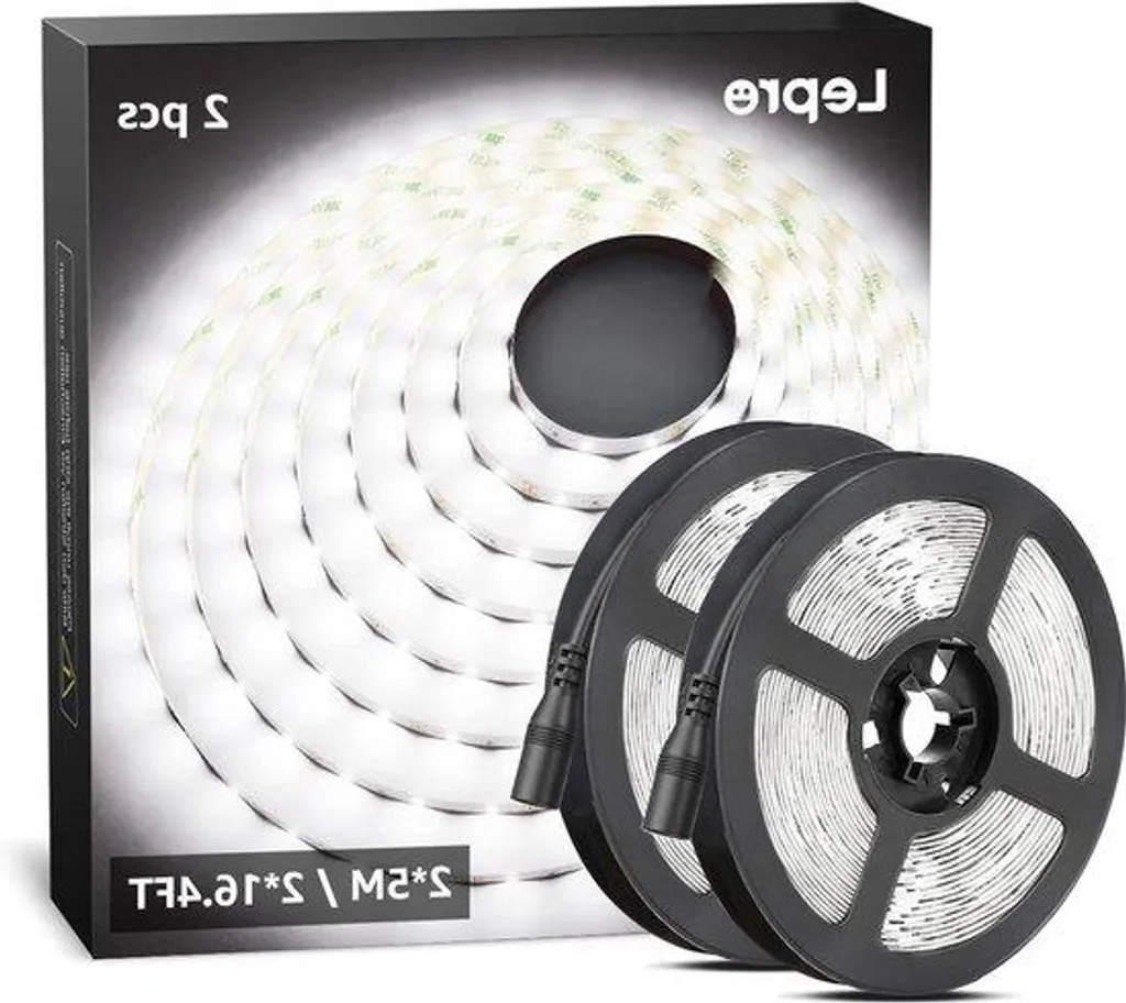 Ruban LED blanc froid autocollant 5m kit 12V flexible pour décoration