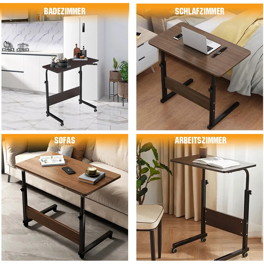 Table d'ordinateur mobile 15 kg, structure en C, coloris rustique - 13