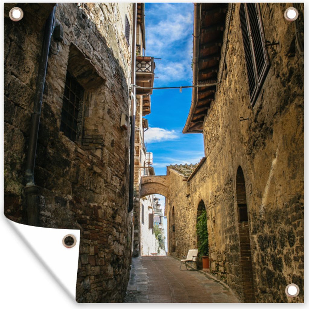 MuchoWow 100x100 cm Outdoor-Poster Gartendeko Sichtschutz Garten Poster für den Garten Die Altstadt von San Gimignano in Italien