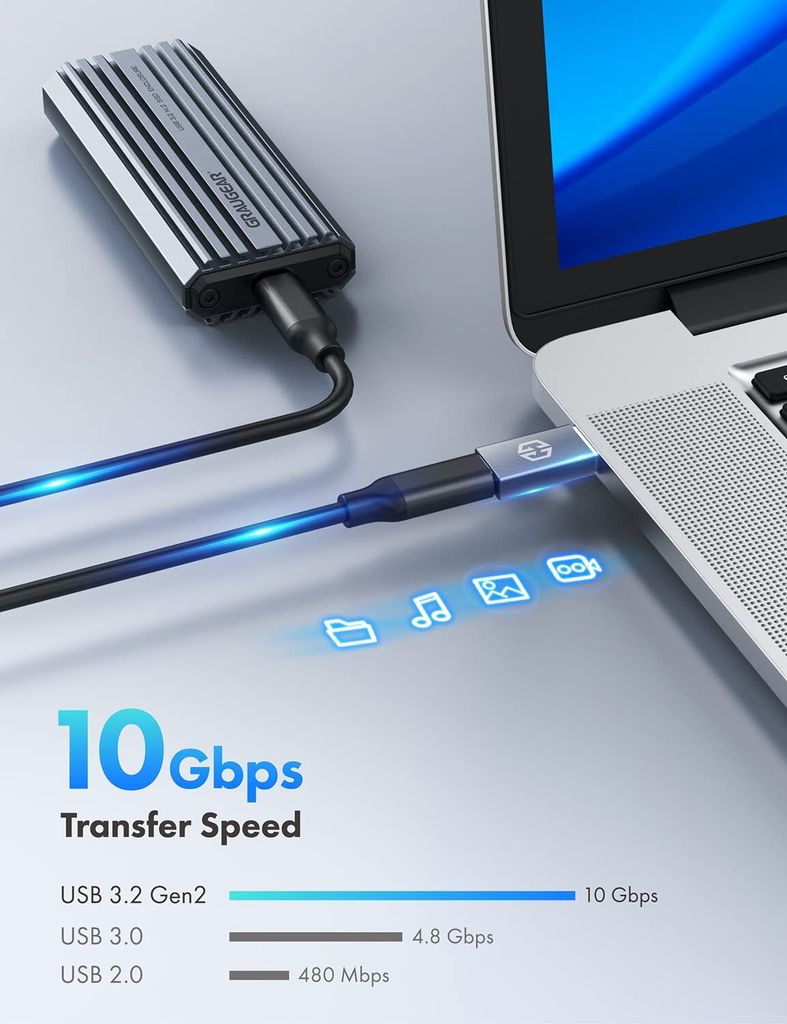GRAUGEAR USB-C Auf USB Adapter – Bis Zu 10 Gbit/s, USB 3.2 Gen2, Für Mac & Windows, Aus Aluminium