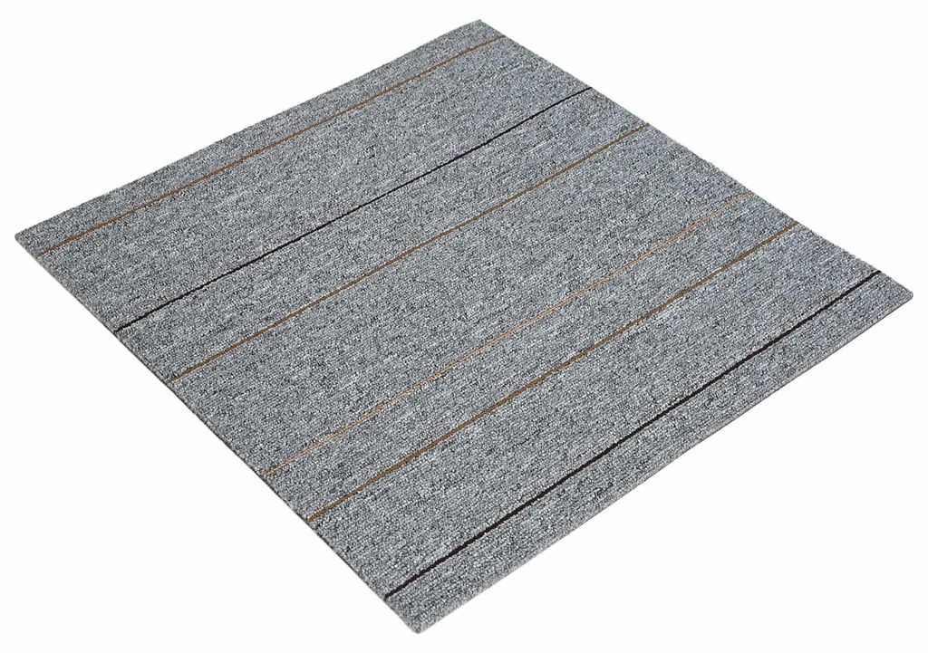 vidaXL Teppichfliese Hellgrau mit Streifen 50 x 50 cm 4 pcs