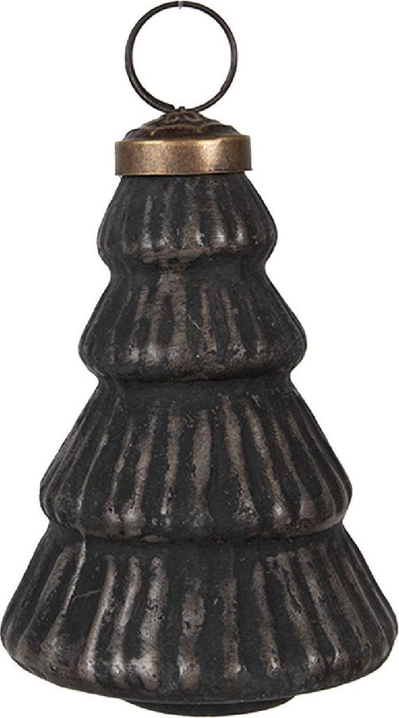 Clayre & Eef Weihnachtskugel Ø 6x9 cm Schwarz Glas