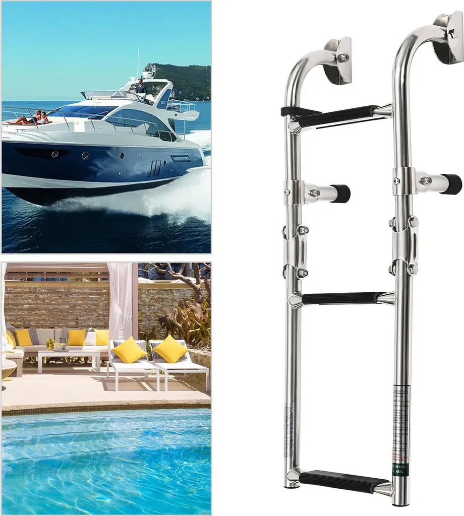 Échelle bateau 3 marches inox 304 avec antidérapant PVC - Charge 158kg