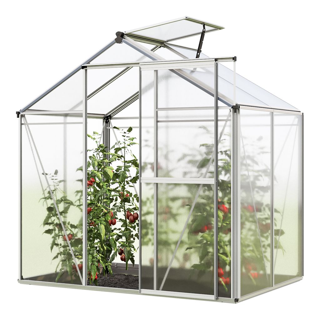 Gewächshaus Jasmin 2 Alu-Rahmen 192x131cm Polycarbonatplatten