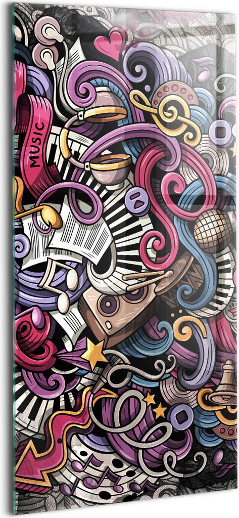 Designer Glasbild - Wandbild - Glas Bild - 50x100 cm - Musikinstrumente