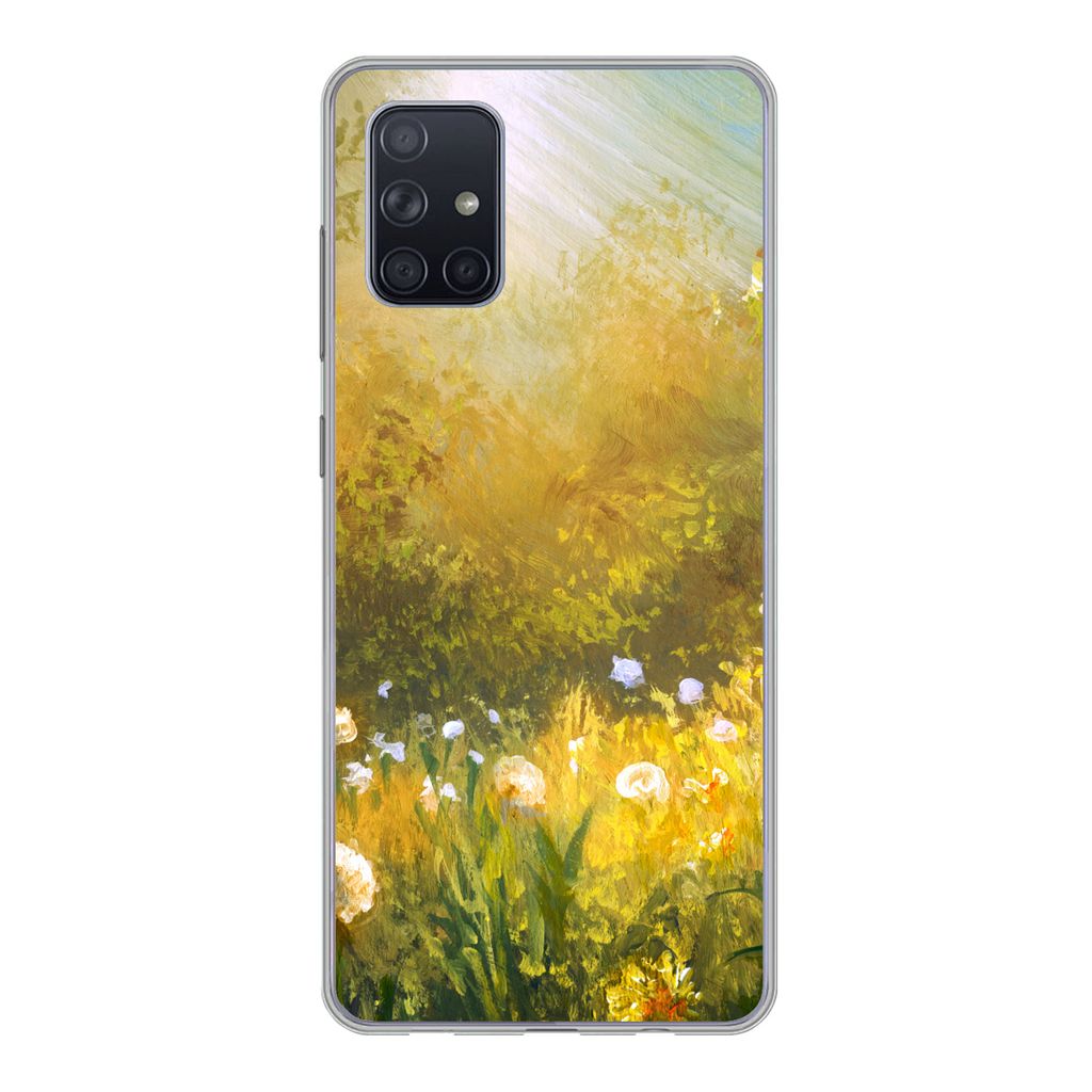 MuchoWow Handyhülle Schutzhülle Hülle für Samsung Galaxy A51 Blumen - Sommer - Aquarell Silikon Softcase Handy Hülle - Schutzabdeckung