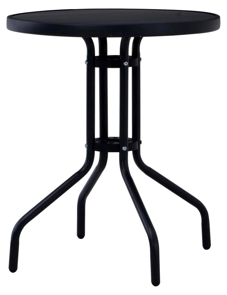 Gartentisch Schwarz 80 cm Stahl und Glas