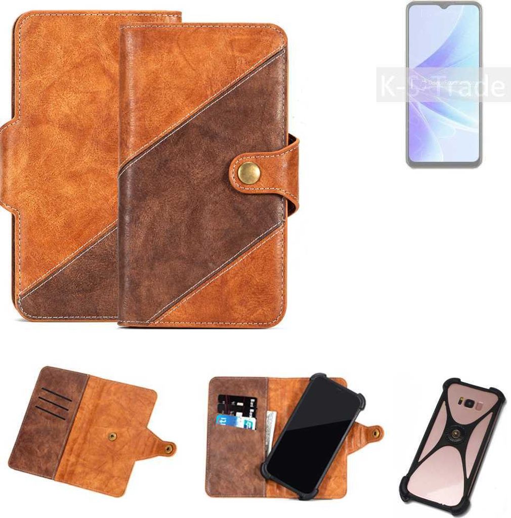 K-S-Trade Handyhülle Schutzhülle Bookstyle Case Wallet-Case kompatibel mit Oppo A77s Cover Klapphülle Kantenschutz Smartphone dunkelbraun braun 1x