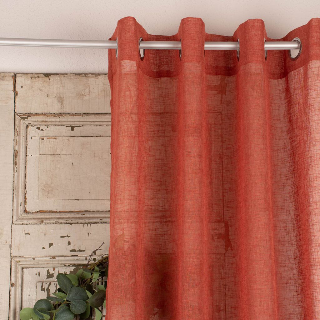 Ösengardine Leinenoptik uni terracotta 140x260cm Produktbild 