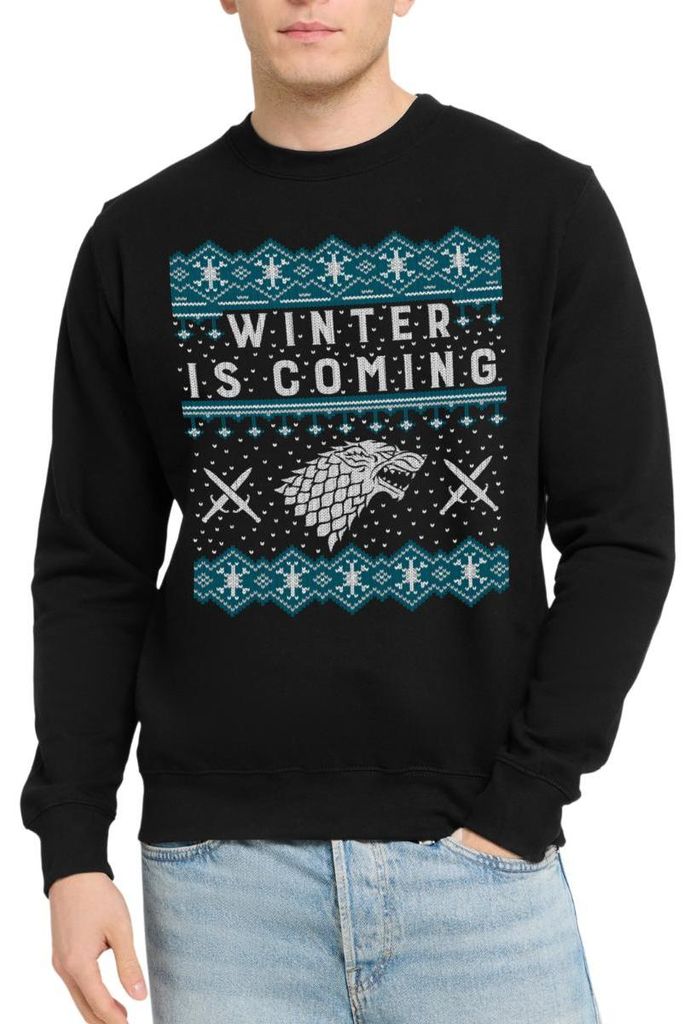 Spreadshirt Game Of Thrones Winter Is Coming Weihnachtspulli Uni Pullover, XL, Schwarz