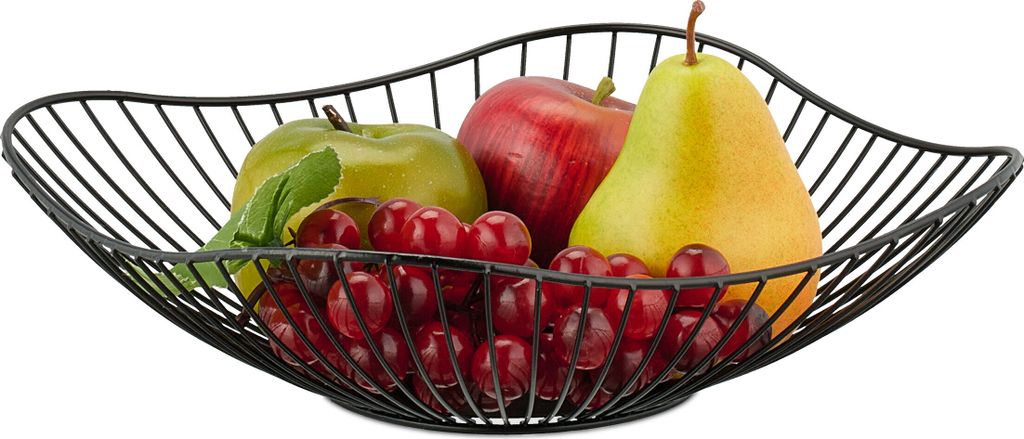 Relaxdays Obstschale Metall, flacher Obstkorb, H x D: 7,5 x Produktbild 