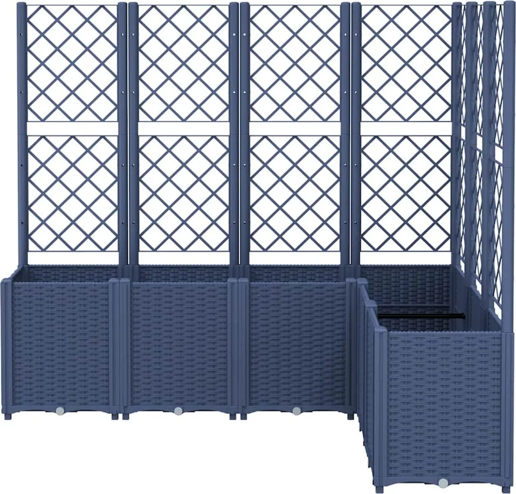Bac à fleurs en PP résistant avec support treillis 160 cm bleu-gris - 3