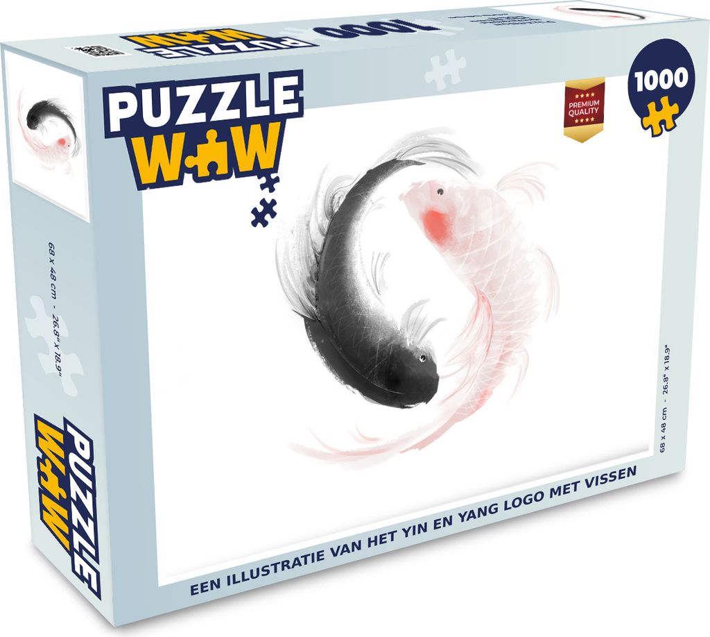 MuchoWow Puzzle 1000 Teile Eine Illustration des Yin und Yang Logos mit Fischen - Erwachsene - Rätsel