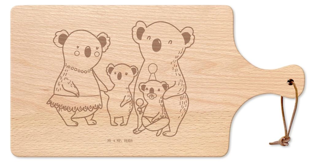 Mr. & Mrs. Panda Holzbrett Koala Familie - Transparent - Geschenk, Frühstücksbrett, Brett, Family, Schneidebrett, Hackbrett, Koalas, Mama, Papa, ...