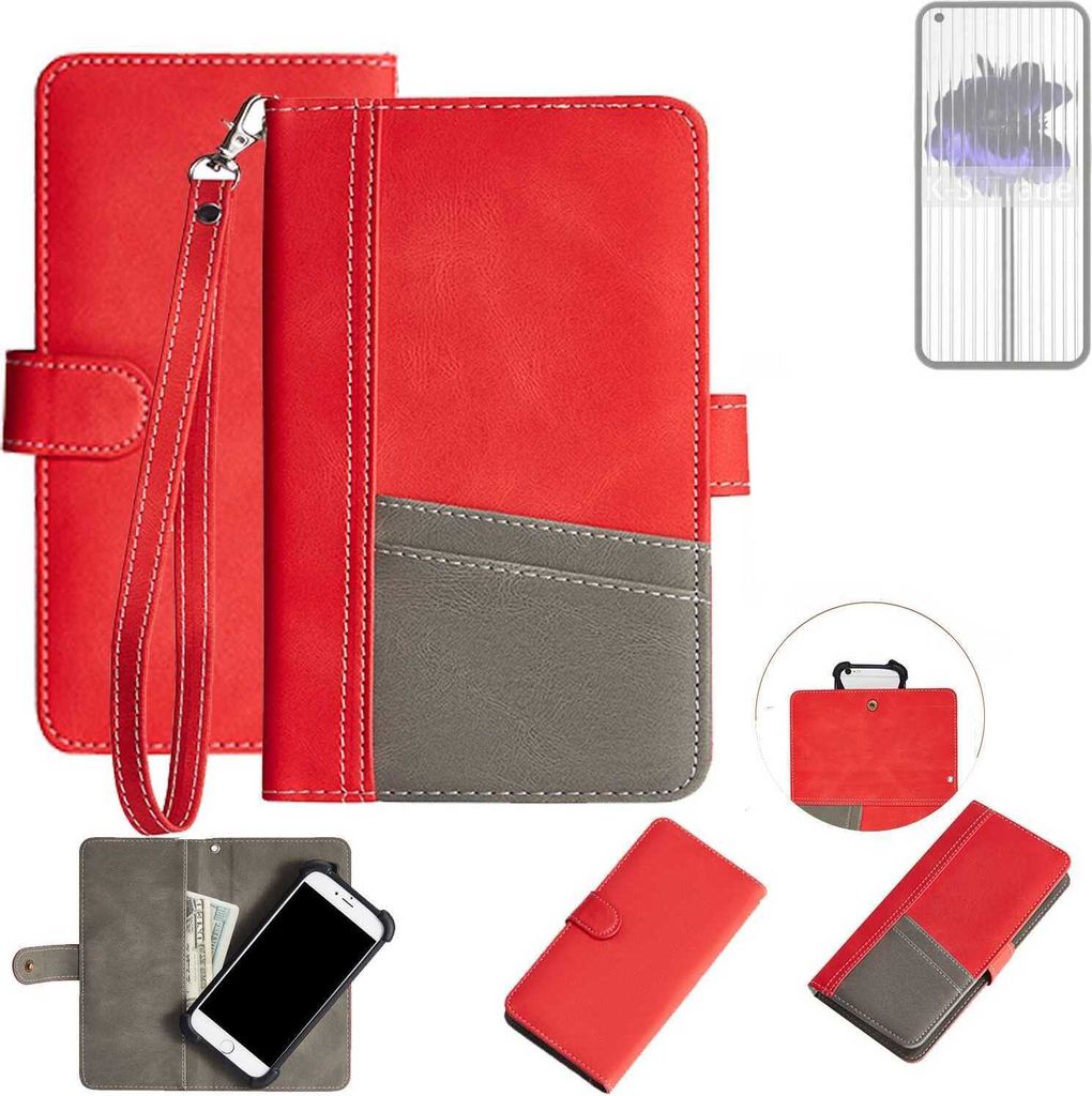 K-S-Trade Handy Schutzhülle für Nothing 1 Hülle Portemonnee Brieftasche Klapphülle Kartenfächer Flip Wallet Case Etui
