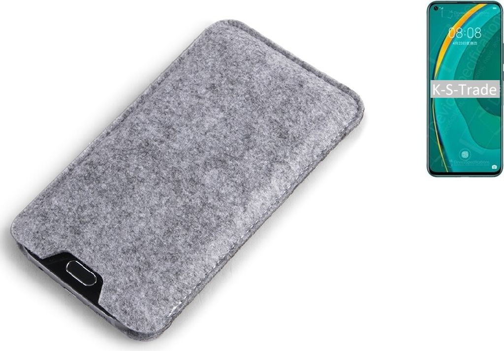 K-S-Trade Filz Handyhülle kompatibel mit Huawei nova 7 5G Schutzhülle Filztasche Filz Tasche Case Sleeve Handy Hülle Filzhülle grau