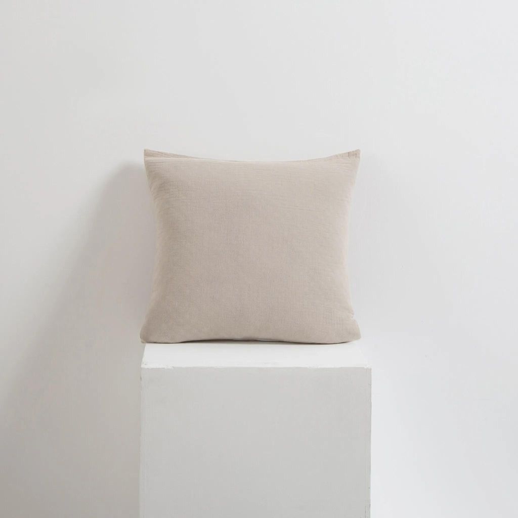 Dunkelbeige Baumwoll-Musselin Kissenbezug 40x40 für Produktbild 