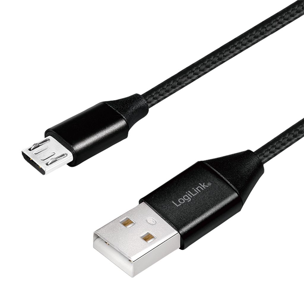 LogiLink USB 2.0 Kabel USB-A - Micro-USB Stecker 0,3 m schwarz