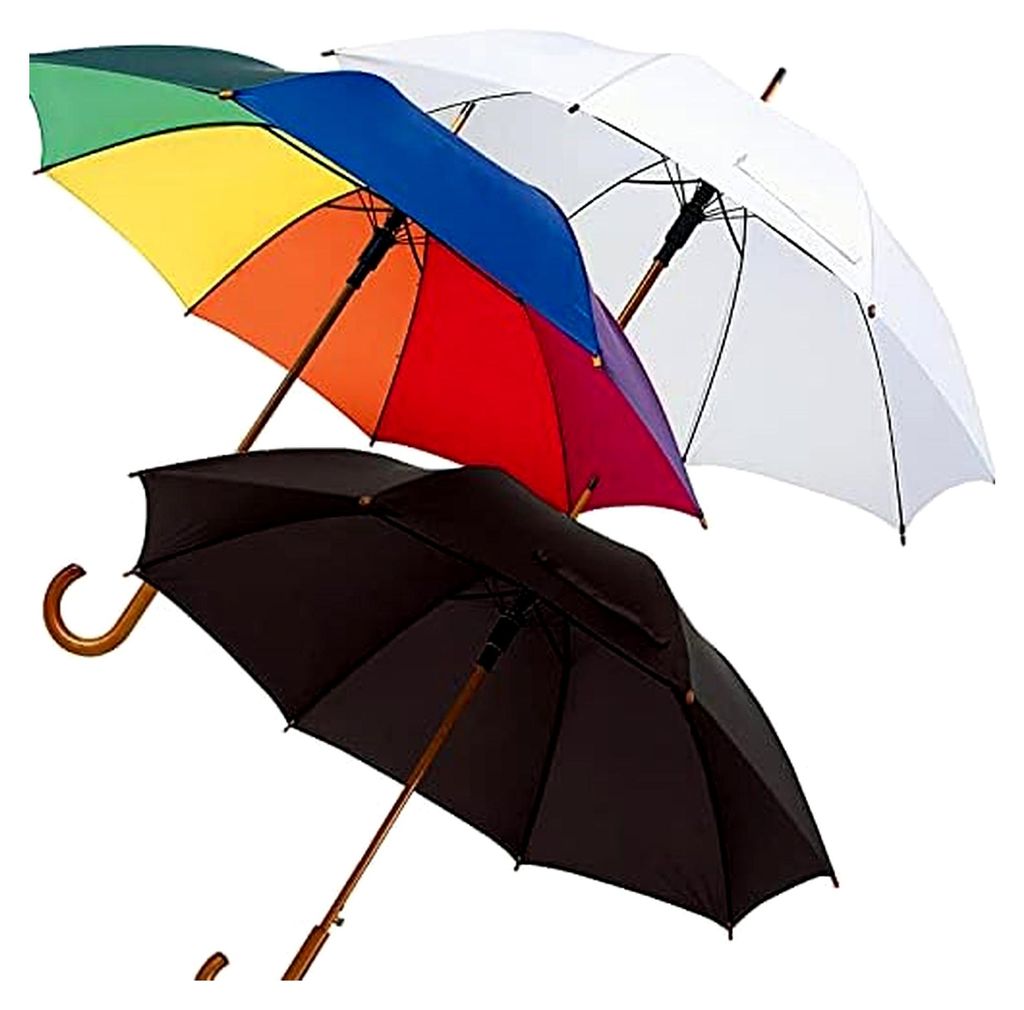 Chauffeurschirm Hochzeit weiß Zubehör Regenschirm Stockschirm Holzgriff Automatikschirm