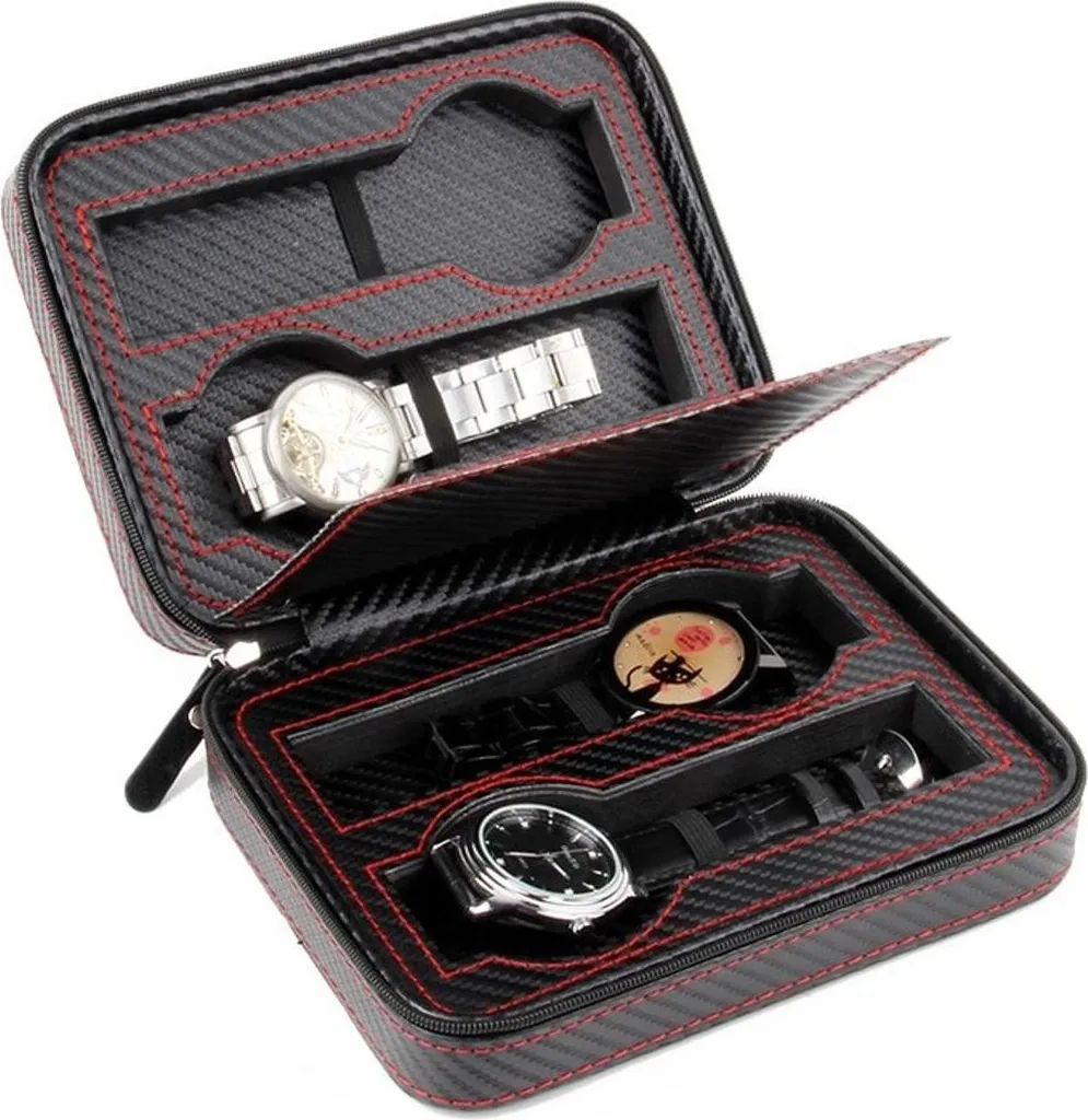 Boîte montre fibre de carbone 4 montres - Protège contre chocs et rayure