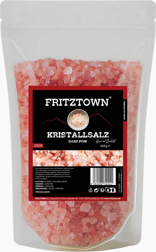 FRITZTOWN® Kristallsalz bekannt als Salz Dark Pink 2-5mm Produktbild 