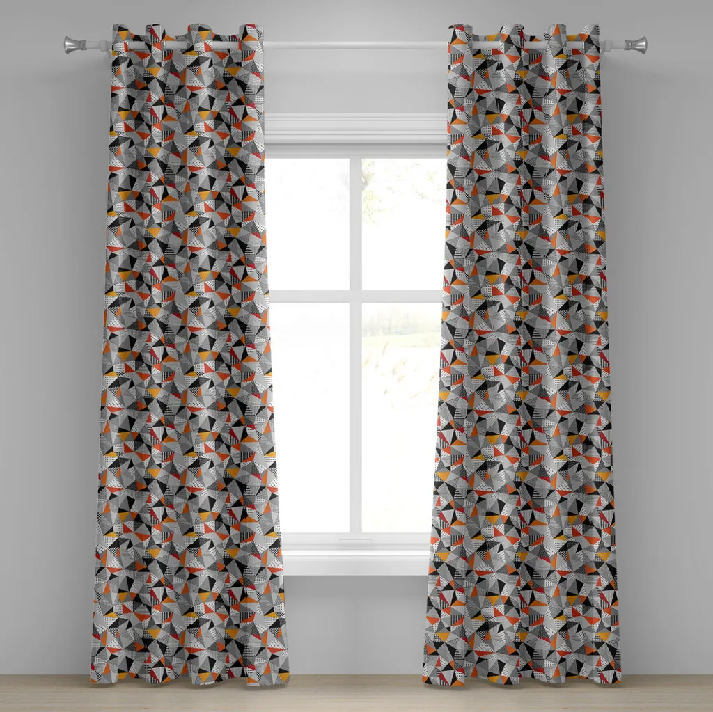 Rideaux Décoratifs à Motif Polygonal et Carreaux Modernes 280x175 cm