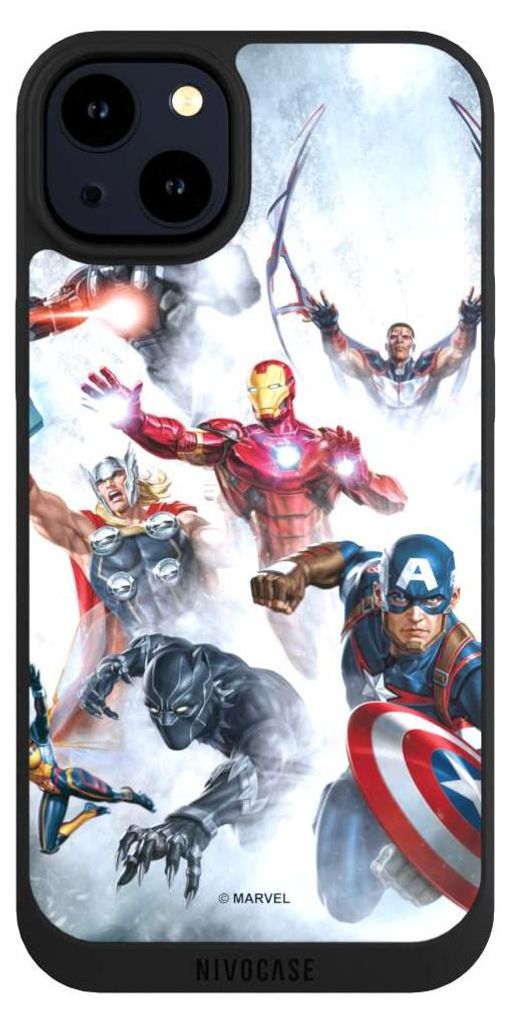 NIVOCASE Handyhülle für Apple iPhone 14 Plus Hülle NIVOpure Case Schwarz Offizielles Lizenzprodukt Marvel The Avengers