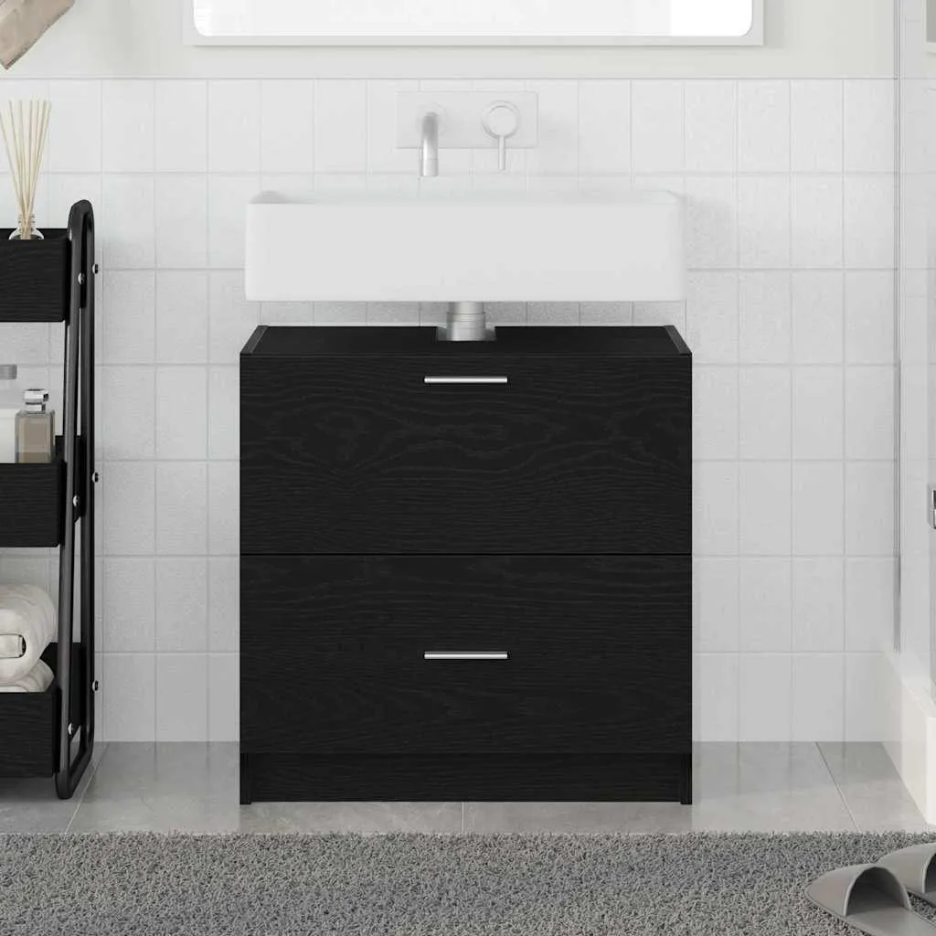 Maison Exclusive - Mobile da bagno con ante effetto rovere nero 59 x 37 x 59 cm