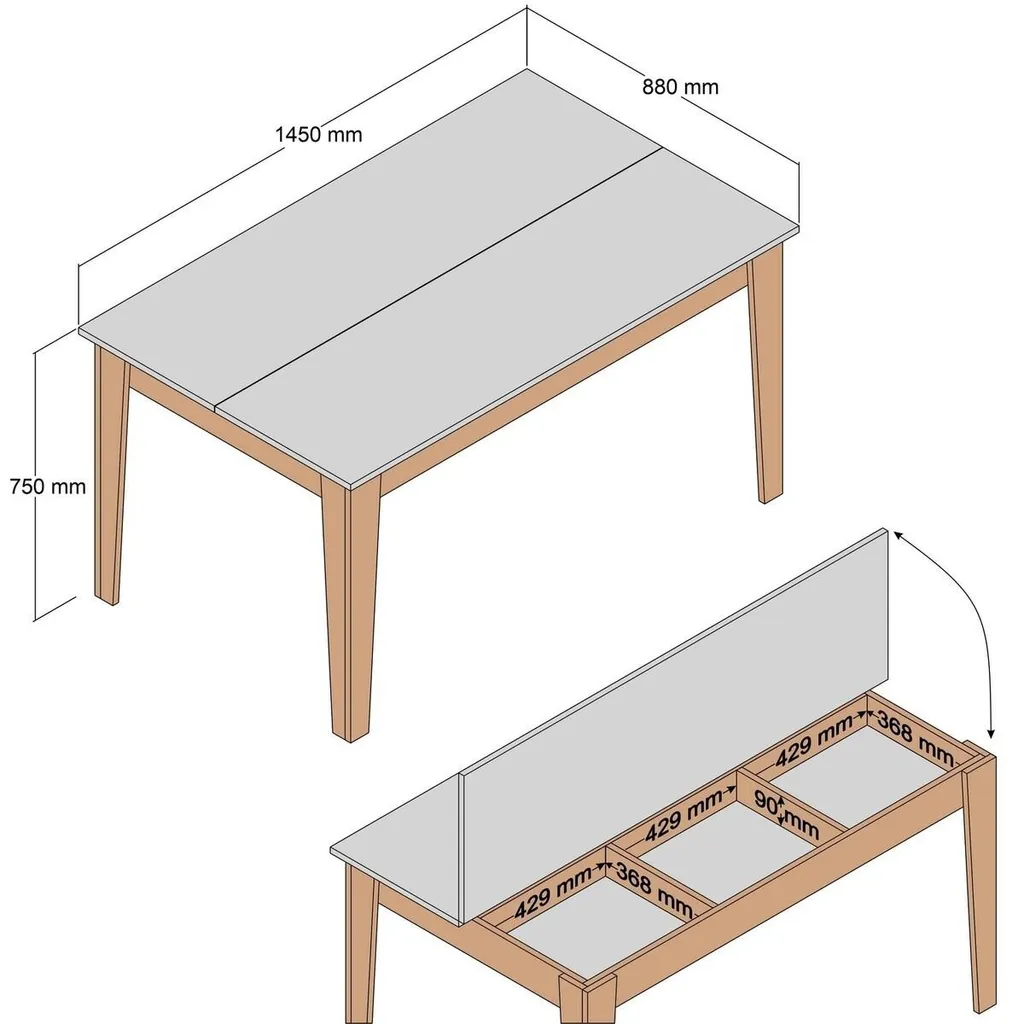 Table à manger MILAN 145 cm noyer : la solution rangement intégrée