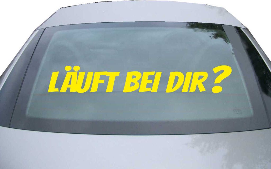 Indigos UG - Aufkleber Heckscheibe & Motorklappe DE7069 - gelb - 600x94 mm - Läuft bei dir? - Auto Scheiben Fenster Heckklappe Tuning Racing JDM -...