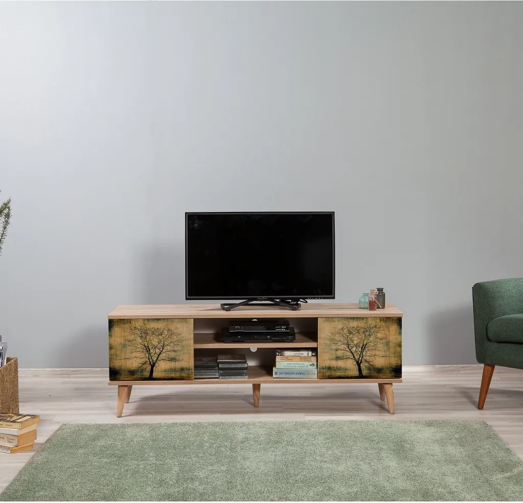Meuble TV Truva 729 Chêne Sonoma 140cm pour un Salon Ordonné et Moderne