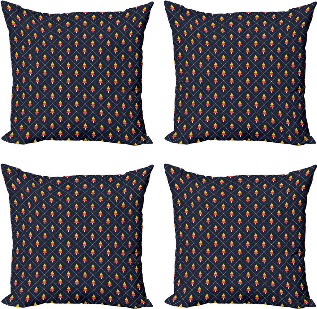 ABAKUHAUS Weihnachten Kissenbezug Set (4 Stück), Kiefer Checkered, Moderner Doppelseitiger Digitaldruck, 40 cm x 40 cm, Mehrfarbig