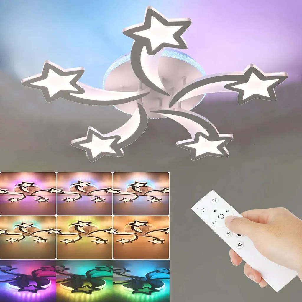 Plafonnier LED 54W Dimmable avec Effets RGB Colorés et Télécommande sans fil - 6