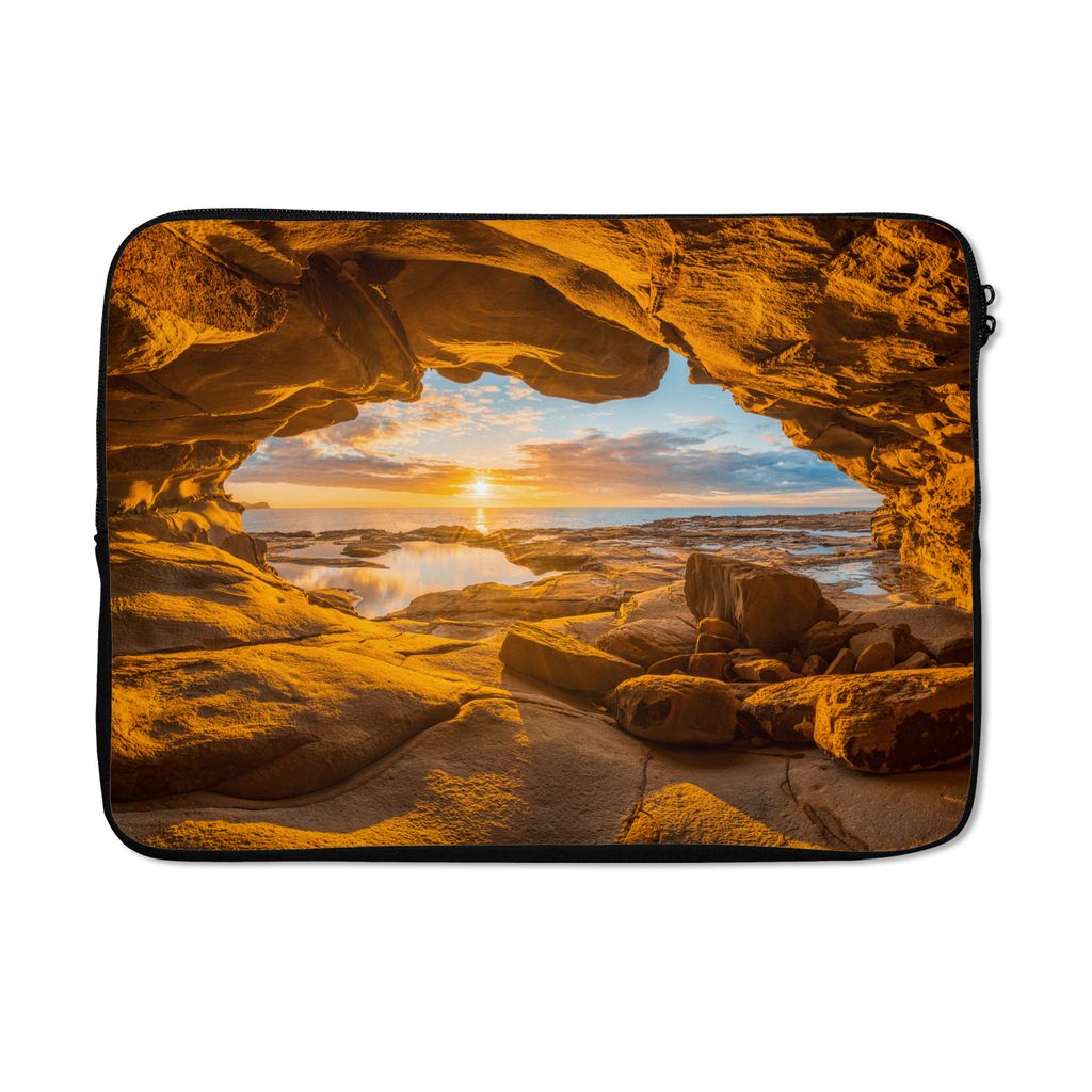 MuchoWow Laptop Hülle 13 Zoll Höhle - Meer - Horizont - Sonnenuntergang Laptoptasche - Laptophülle - Sleeve - Rundumschutz
