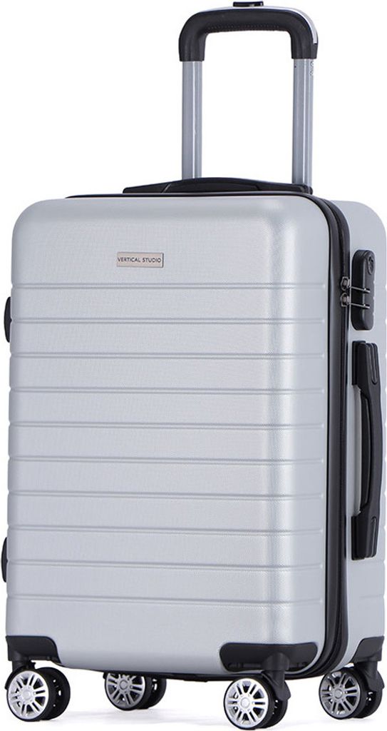 VERTICAL STUDIO "Sundsvall" 20" Handgepäck Koffer, 33,3 l, 4 Rollen, Teleskopgriff, Kofferschloss, leicht, robust, für Flugreisen silber | VS-142