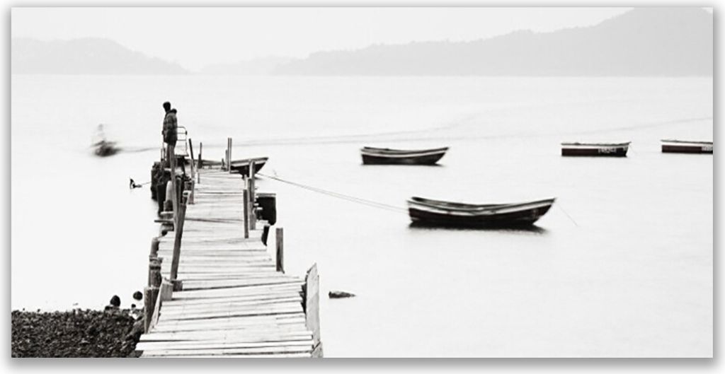 Tulup Leinwand-Bilder 120x60 Wandbild Canvas Kunstdruck Brücke Boote Architektur