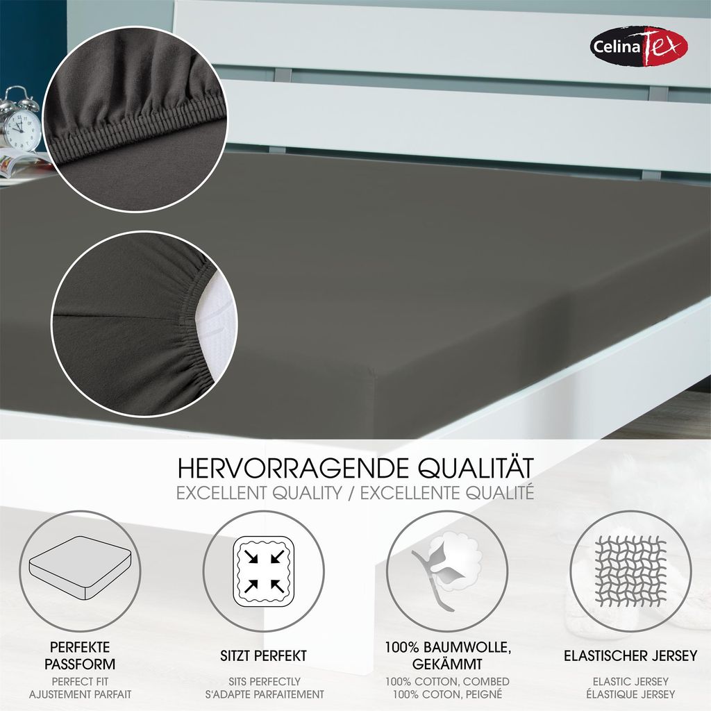 Lucina Laken 90x200-100x200 anthrazit Baumwolle Jersey Produktbild 
