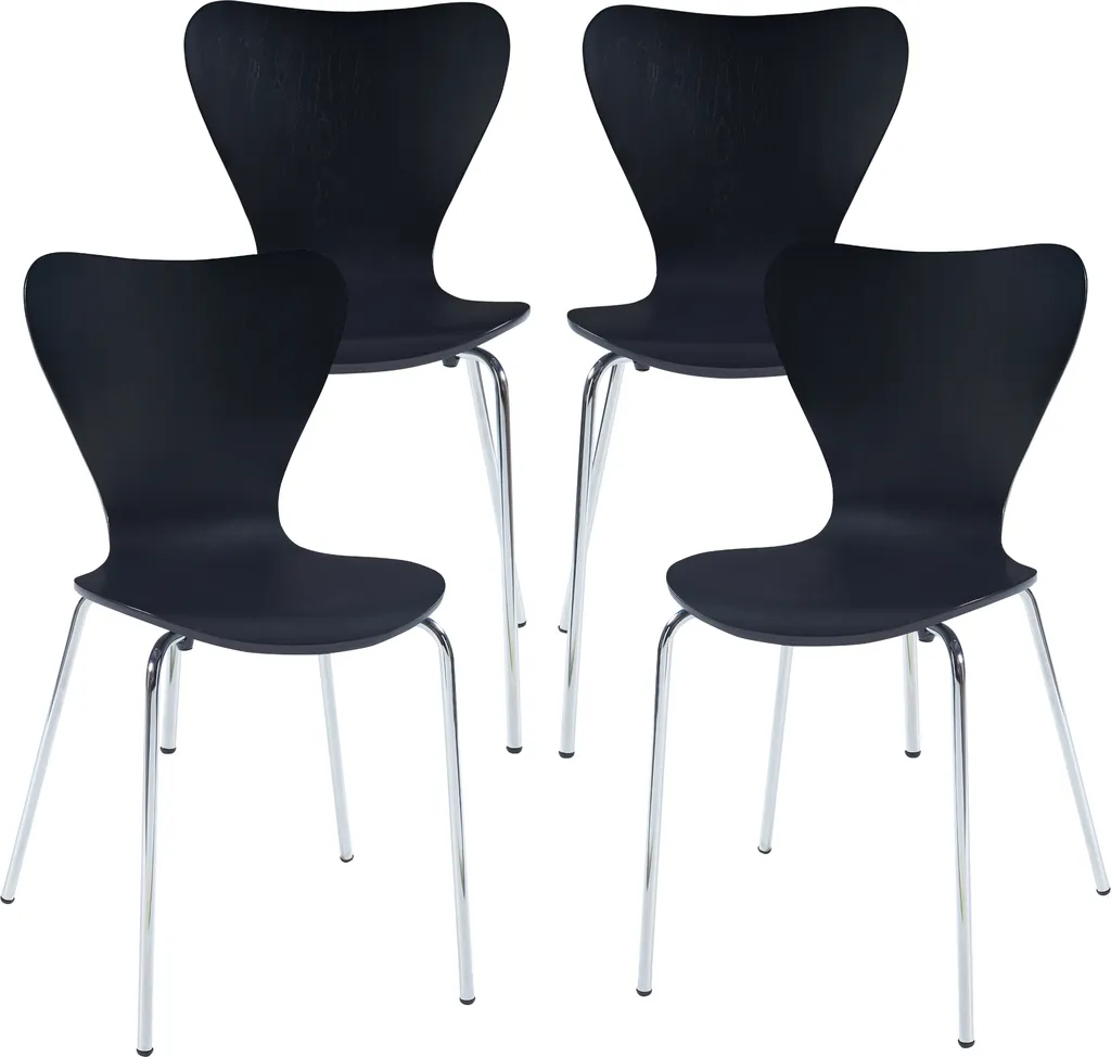 Offerta Set 4 Sedie Cucina Essunga | Legno Nero e Cromo Robuste