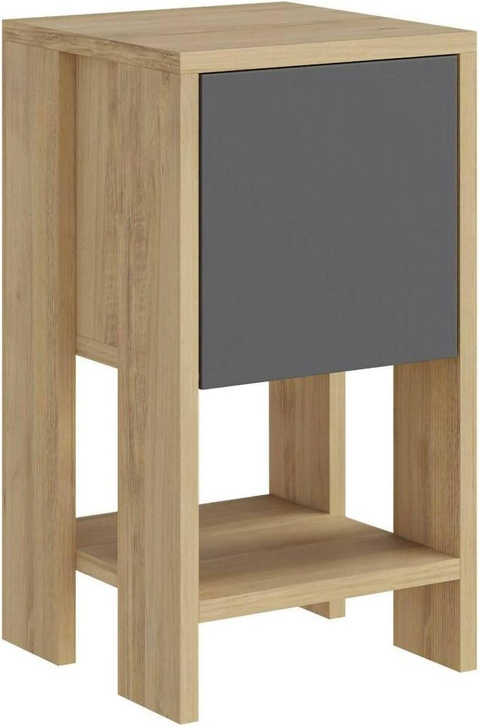 Nachttisch Dkarsdor, Niedrige Kommode, Tisch, Multifunktionaler Nachttisch, 30x30h55 cm, Eiche und Anthrazit