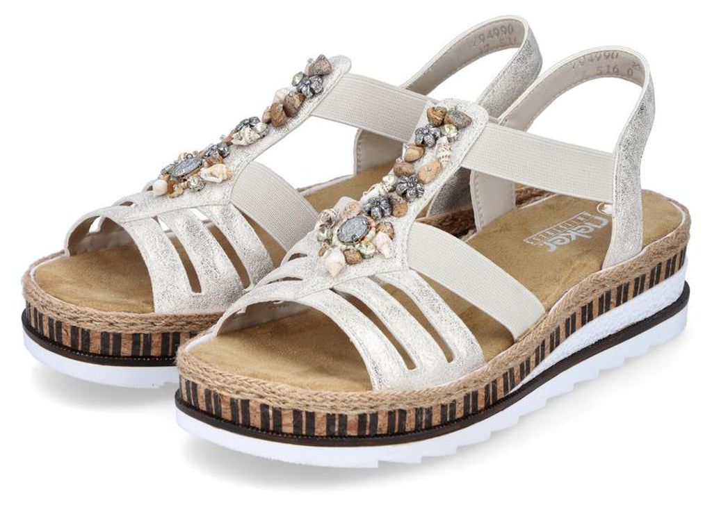 Rieker Damen Keilsandalette beige-gold, Damen:40 EU Produktbild 