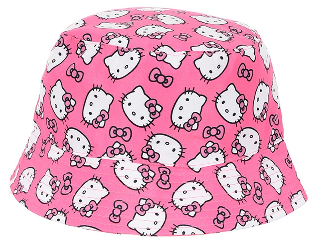 Hello Kitty Mädchen Fischerhut Bucket Hat Allover Print Sonnenhut Kinder Sanrio offizielles Merchandise Anglerhut Bob Hut Gr. 52 u. 54, Farbe:Pink...