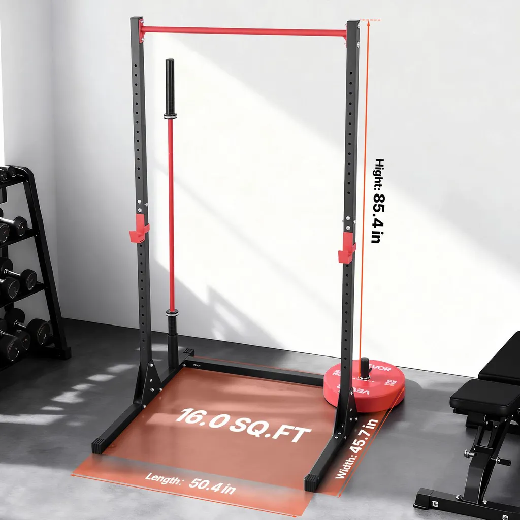 VEVOR Power Rack 363kg, Cage de Musculation avec Crochets J Réglables - 8